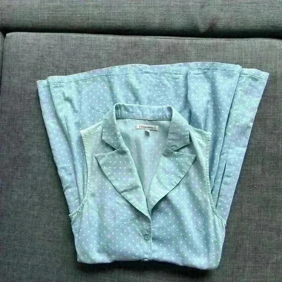 Vintage UO Lucca Couture Retro Blue Polka Dot Cottagecore Midi Dress Small - Picture 9 of 14